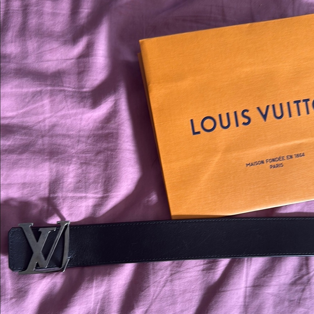 Louis Vuitton Black Belt with Silver Buckle